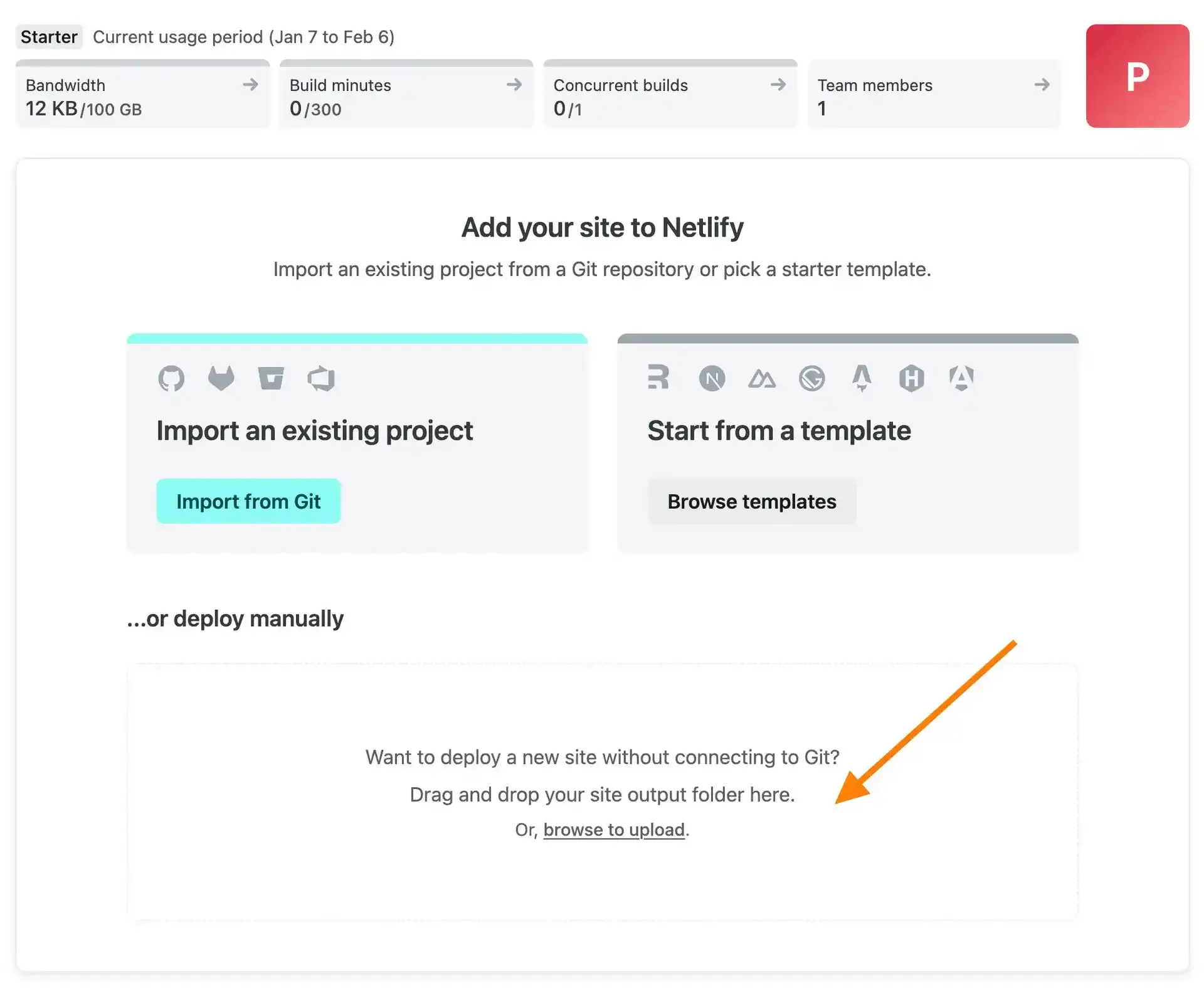 手动将站点上传到Netlify